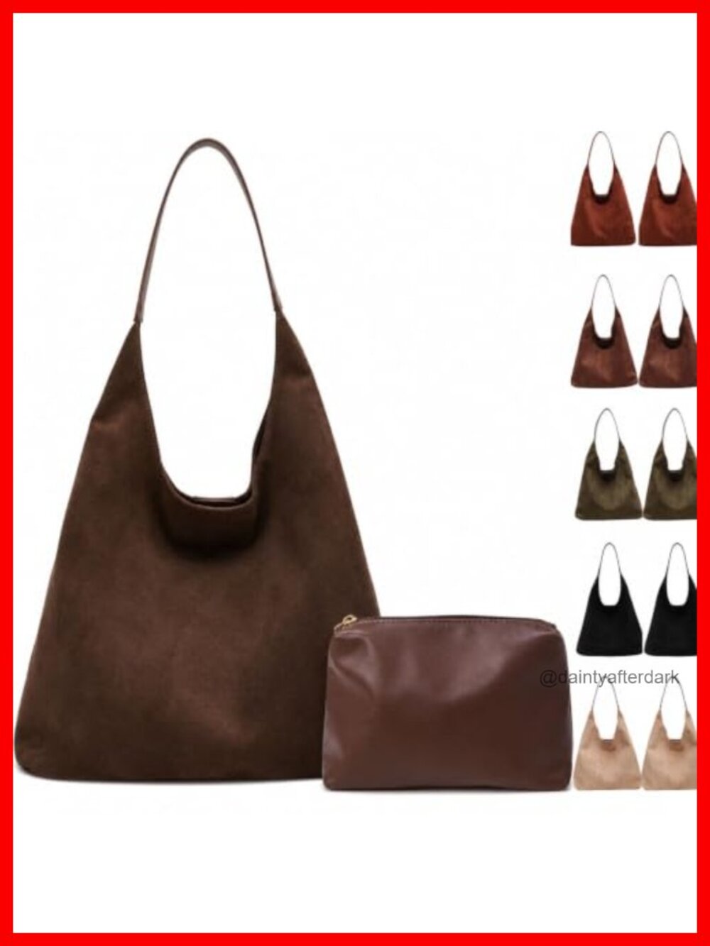 Faux Suede Tote Bag for Women with Wallet, Hobo Purse